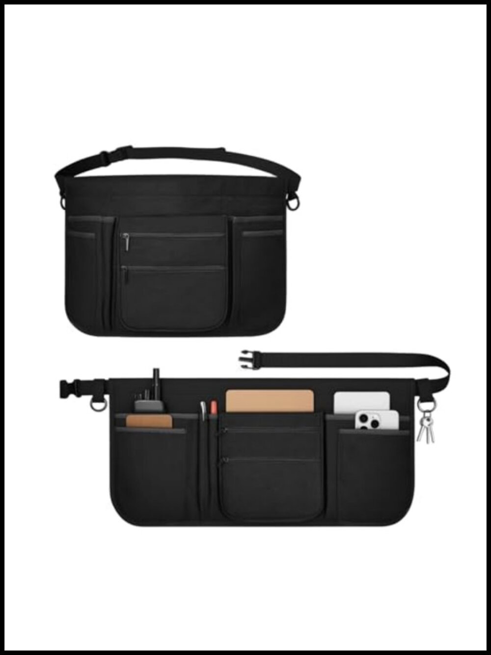 Nylon Waist Apron 7 Pockets Adjustable Belt